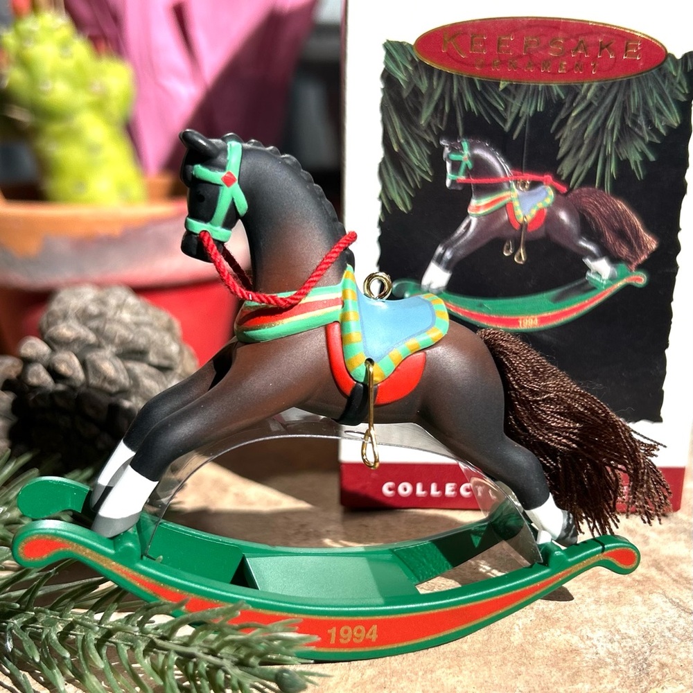 Hallmark Rocking Horse Keepsake Ornament - Brown and Green New in Box